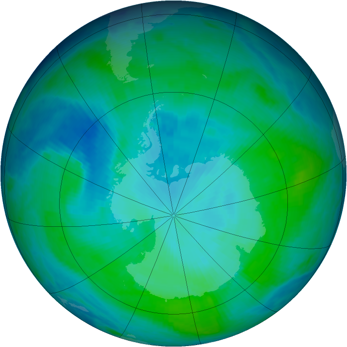 Antarctic ozone map for 26 January 1998